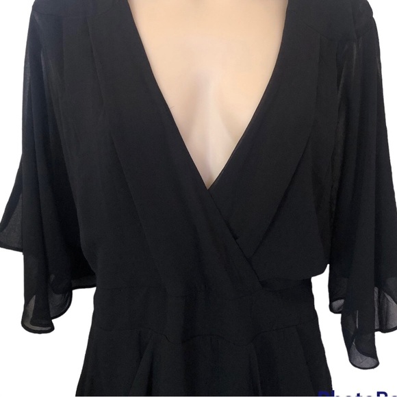 🌿 CITY CHIC 🌿 black Draped faux wrap dress size S (16) with belt BNWT RRP $99 - Picture 7 of 14